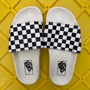 Vans Black/White Checkered Slides